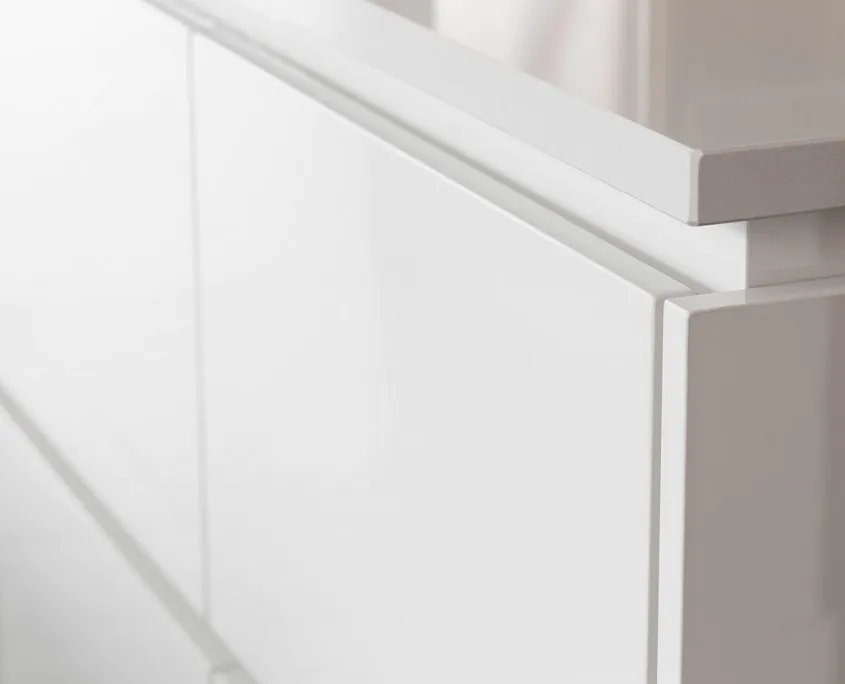 Detail wit keuken lades composiet aanrechtblad villa elst